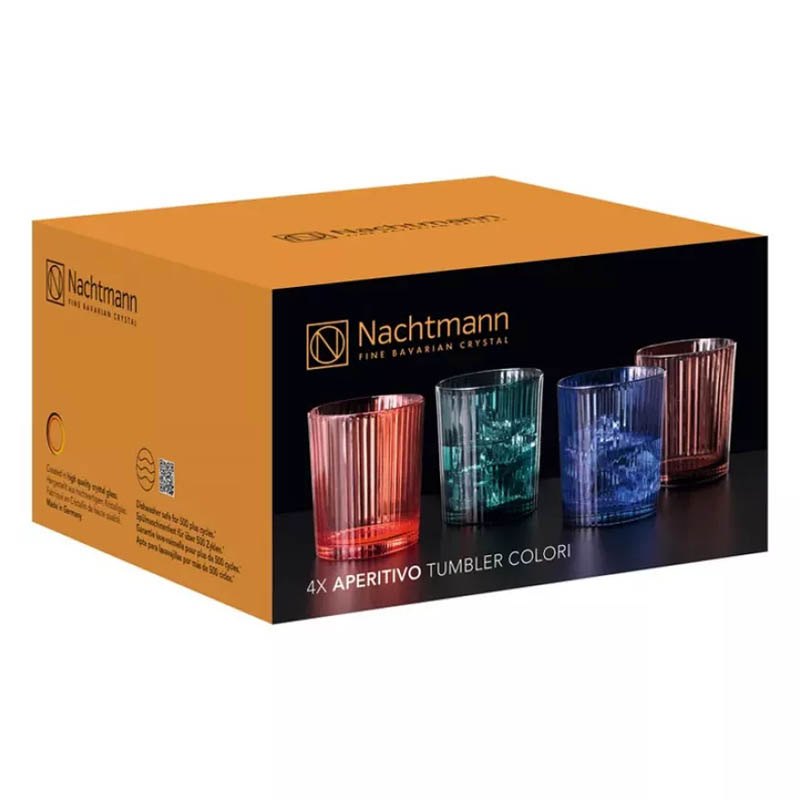 Набор стаканов 370мл Nachtmann Aperitivo 4шт (лисий красный, морской зеленый, темно-синий, мокко-мусс)