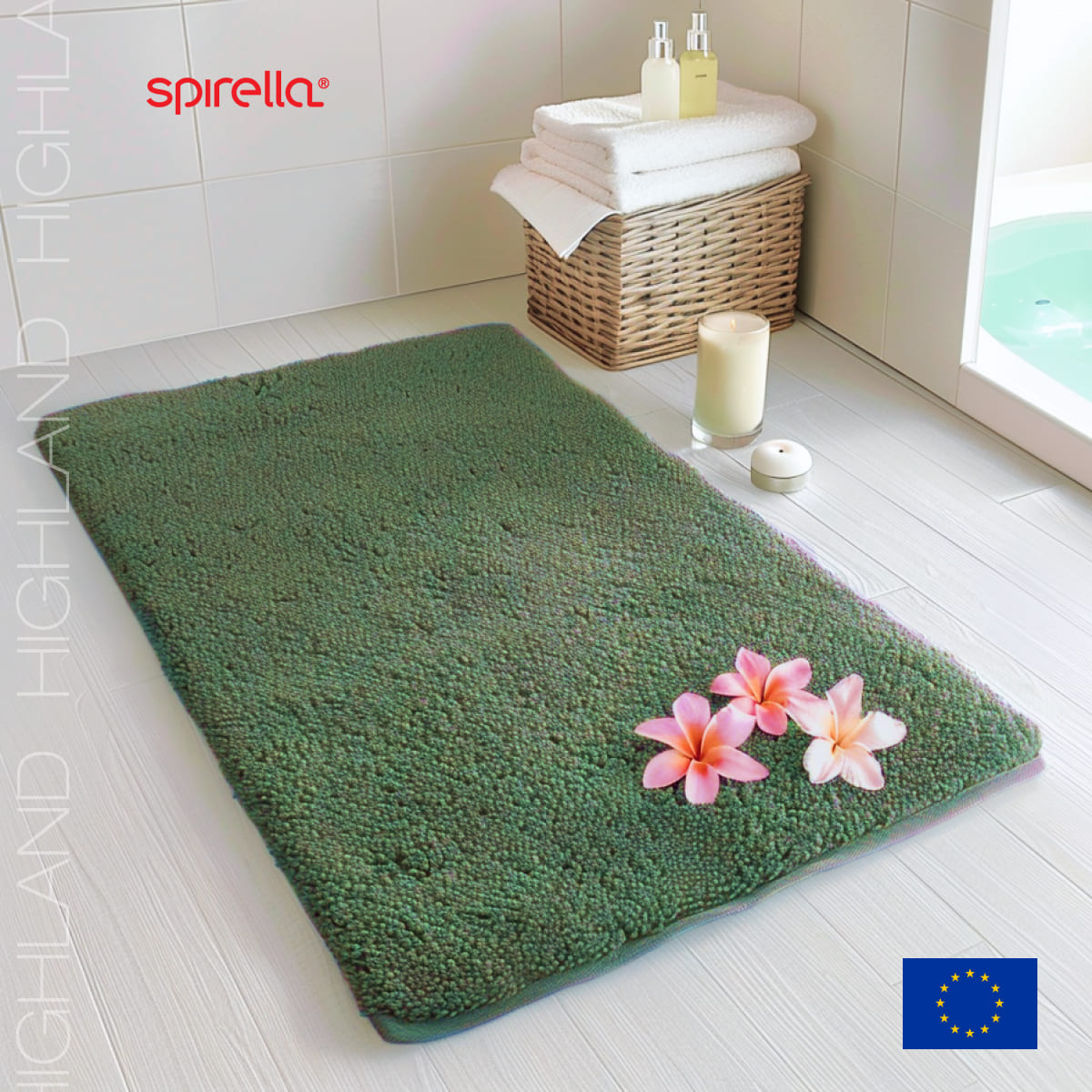 Коврик для ванной 70x120см Spirella Highland, базилик