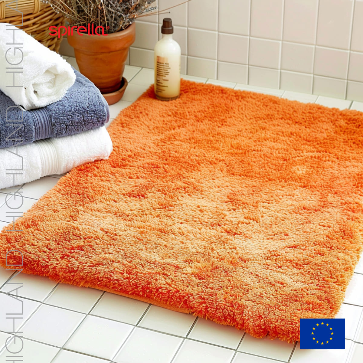 Коврик для ванной 55x65см Spirella Highland, оранжевый