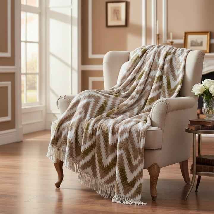 Плед 200x220см Pappel Cotton, красный с бежевым