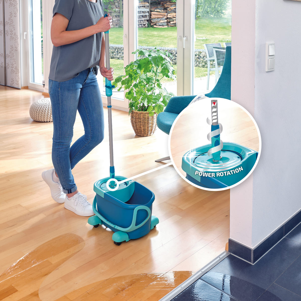 Набор для уборки Leifheit Clean Twist швабра и ведро с отжимом на колесиках