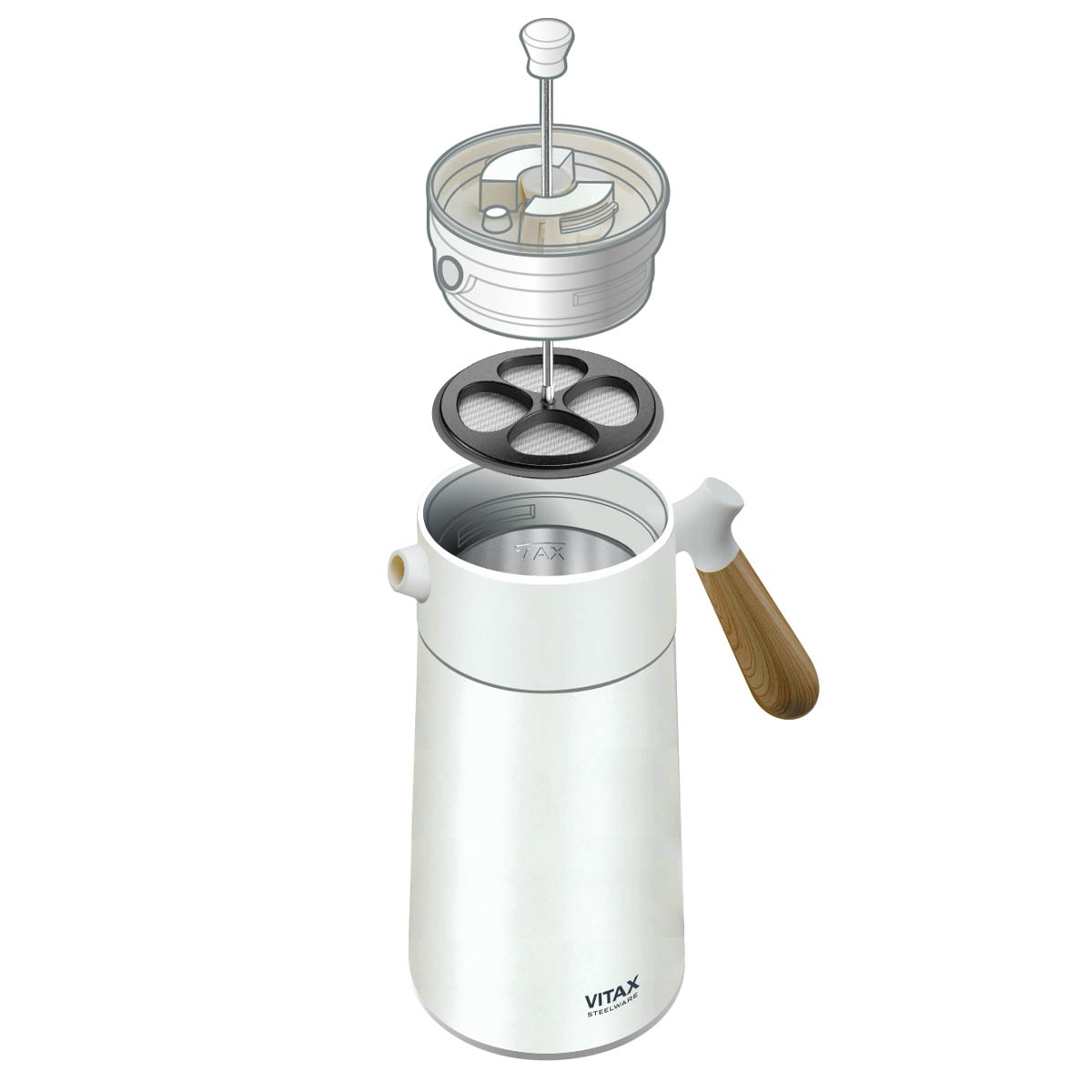 Вакуумный френч-пресс Vitax Steelware, белый
