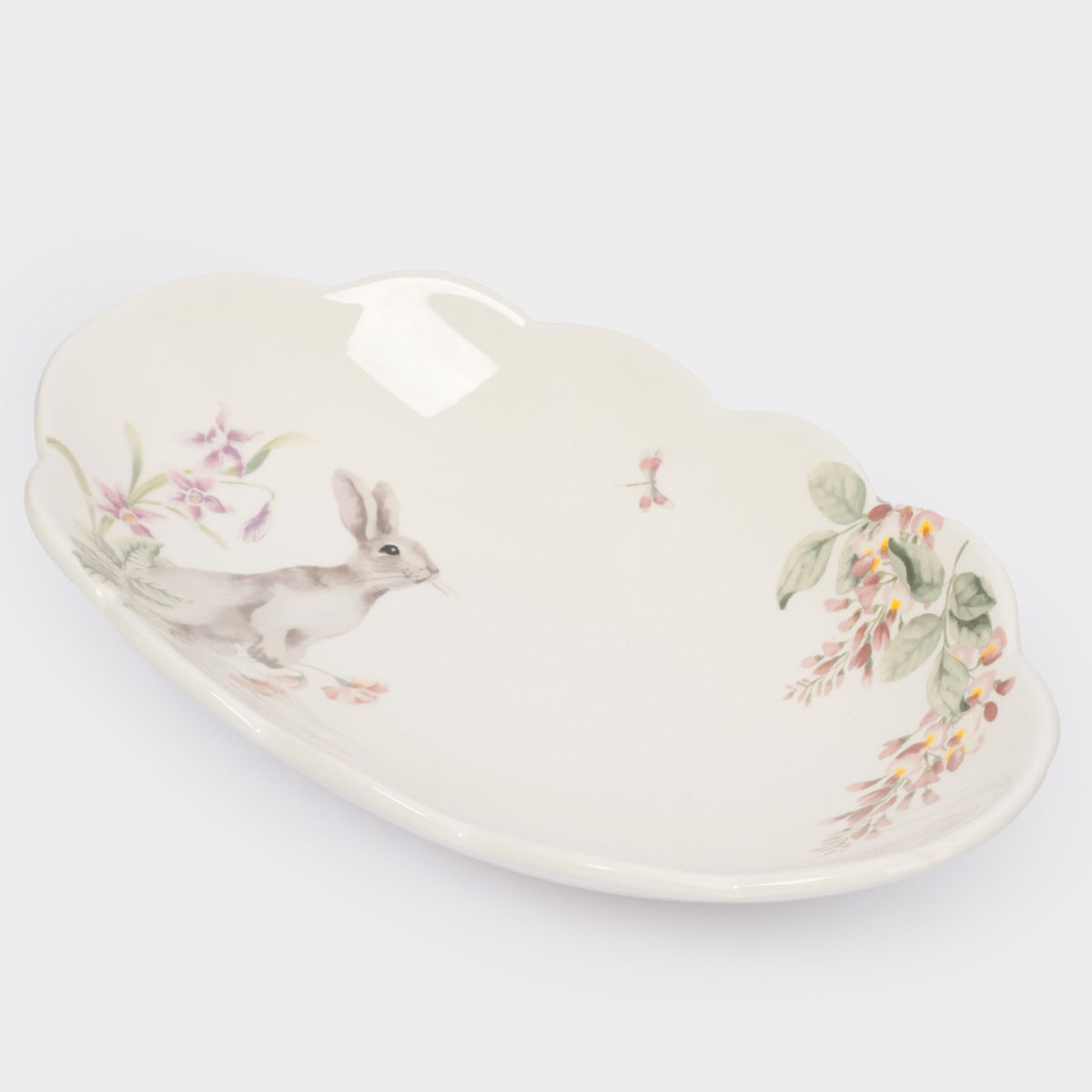 Блюдо Anna Lafarg Пасха Натуральная Кролик с цветами 31х18см