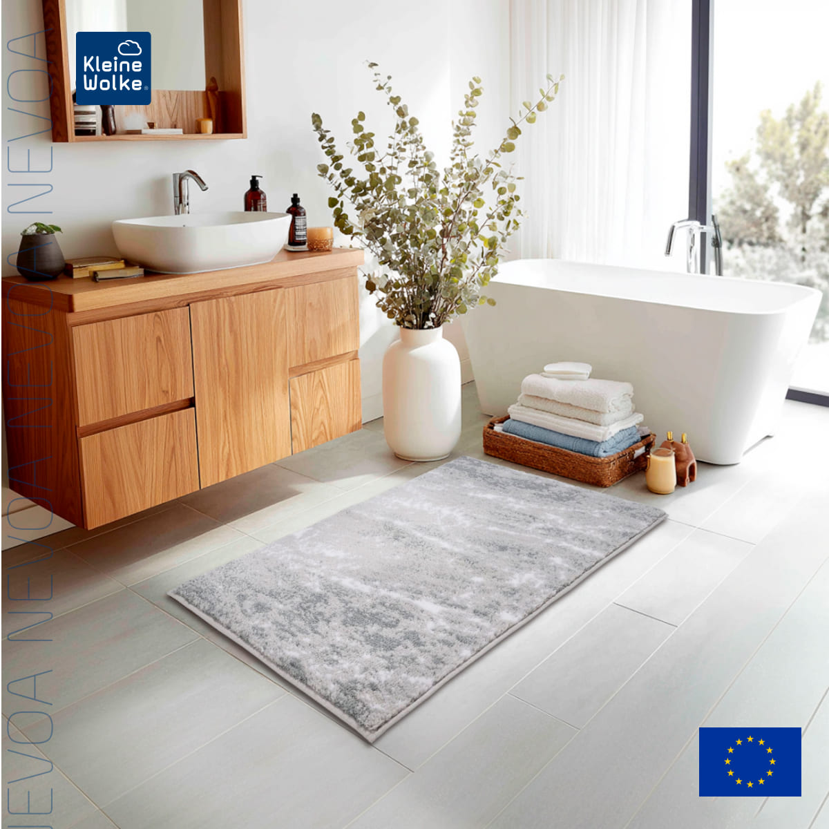 Коврик для ванной комнаты Kleine Wolke Nevoa 70x120см, серебристо-серый