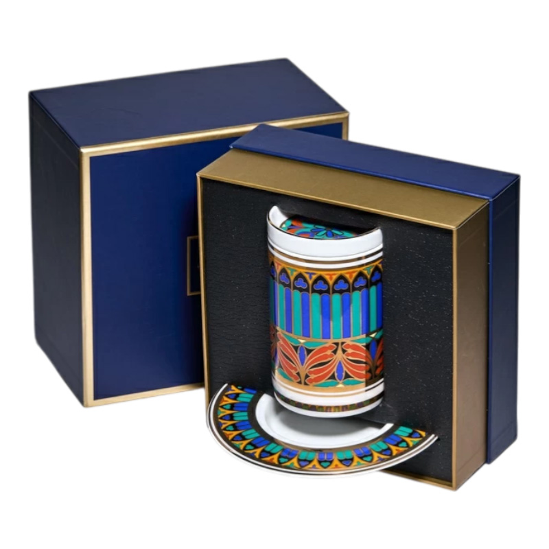 Кружка с блюдцем и крышкой Императорский фарфоровый завод Готический