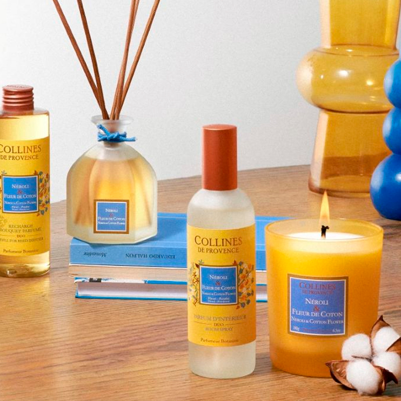 Свеча ароматическая Collines de Provence Duos Parfumes Neroli and Cotton 180г