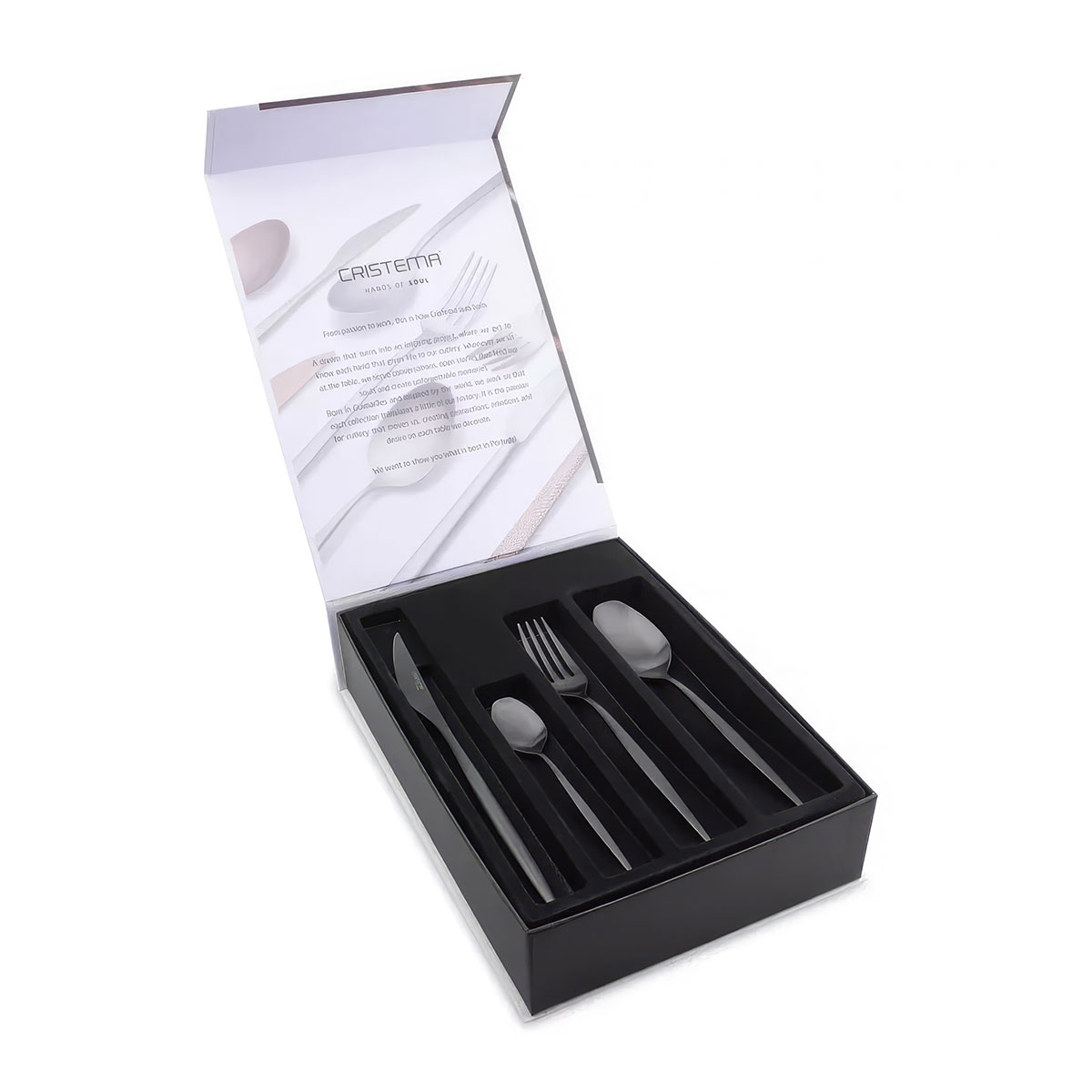 Набор столовых приборов Cristema Rabat 24 предмета на 6 персон, матовая полировка, цвет черный