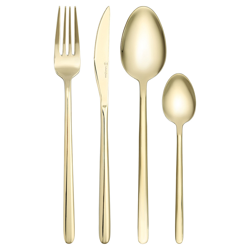 Набор столовых приборов Liberty Jones Pure 24 предмета на 6 персон, глянцевый золотой