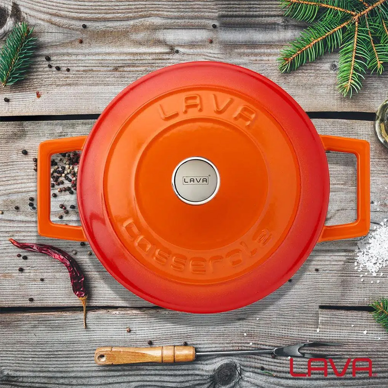Кастрюля чугунная Lava 2,82л, цвет оранжевый