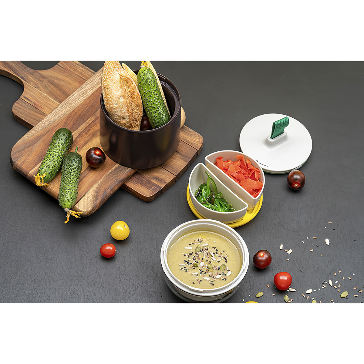 Ланч-бокс Smart Solutions Meals, серый с зеленым