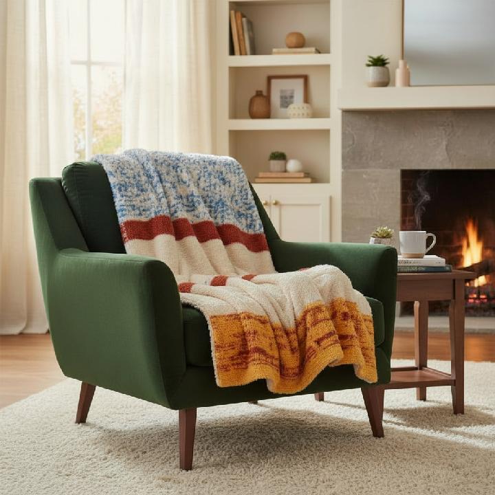 Плед 200x220см Pappel Cotton, голубой с бежевым