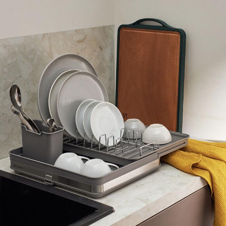 Сушилка для посуды Smart Solutions Atle раздвижная большая, цвет серый