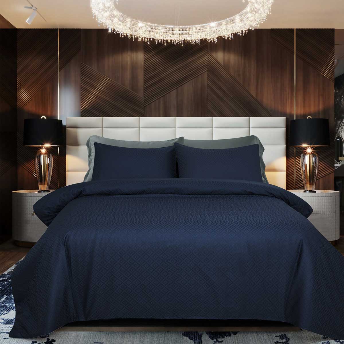 Комплект постельного белья 2-спальный Pappel Jacquard Blue rhombus