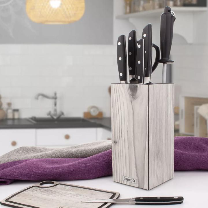 Подставка для кухонных ножей универсальная ComposeEat Elegance, белое дерево
