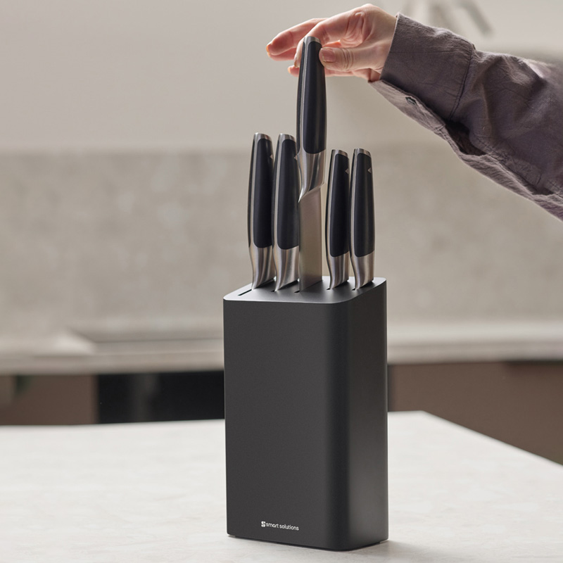 Набор ножей кухонных с подставкой Smart Solutions Prime 5шт, черный