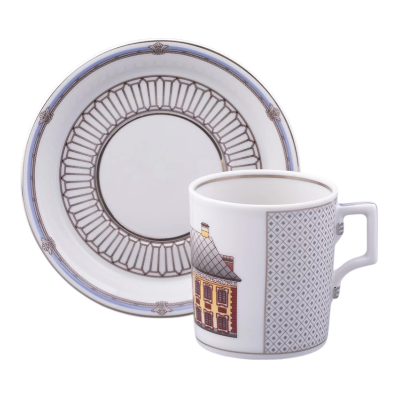 Чайная пара 220мл Императорский фарфоровый завод Серебряный город