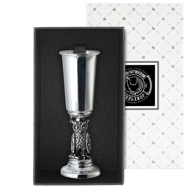 Рюмка Кольчугинский Мельхиор Охотничий домик Сова