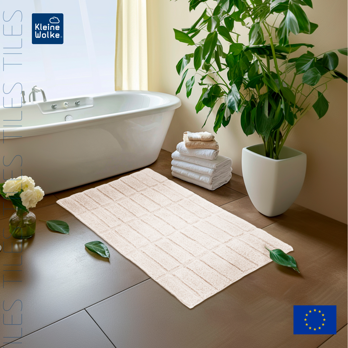 Коврик для ванной комнаты Kleine Wolke Tiles 60x100см, бежевый