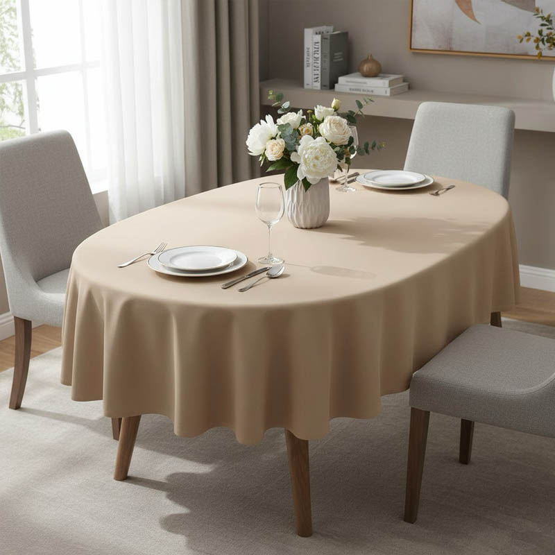 Скатерть Elpida овальная 160х210см, цвет бежевый