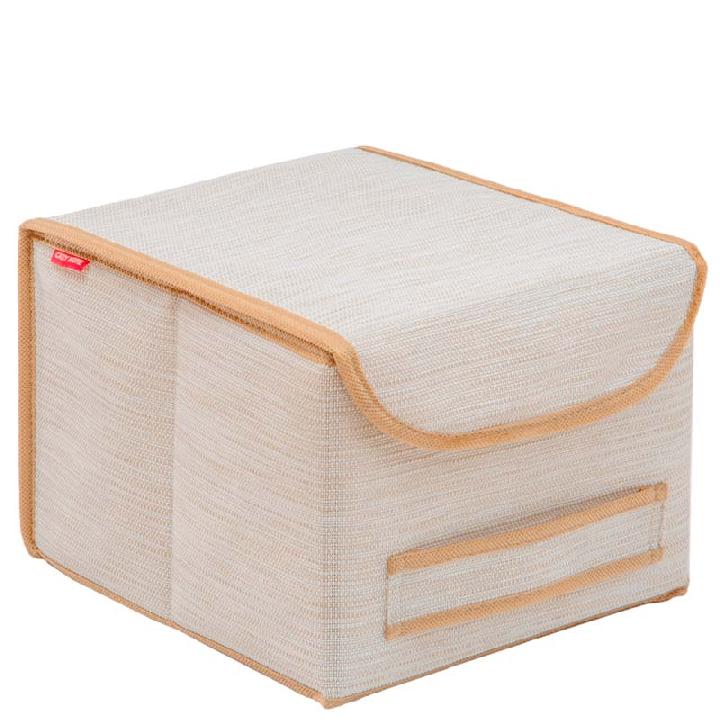 Коробка для хранения Casy Home Лен с крышкой 25x27x20см