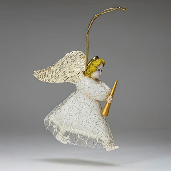 Елочная игрушка Мануфактура подарков Ангелы. Ангел с золотой дудочкой