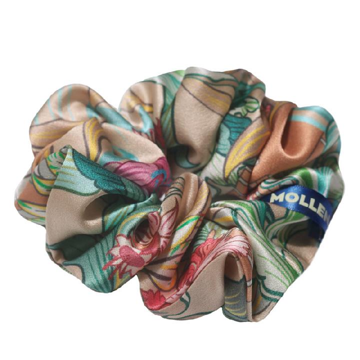 Резинка для волос широкая шелковая Mollen Рассвет пудровая