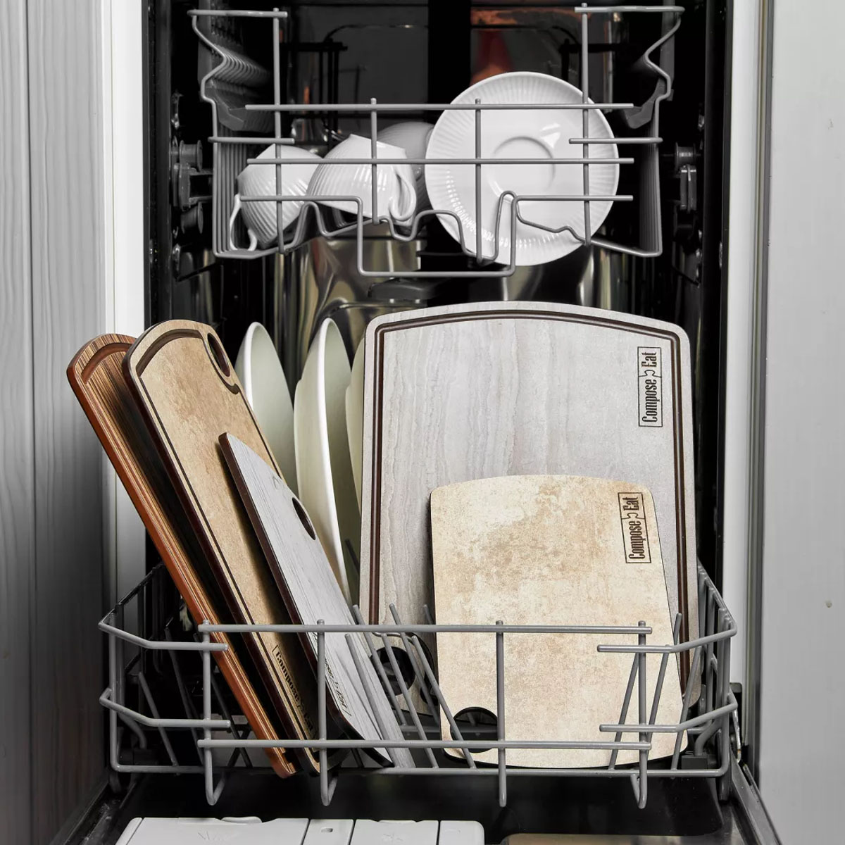 Набор разделочных досок на подставке ComposeEat Elegance мрамор Бьянко, 3шт