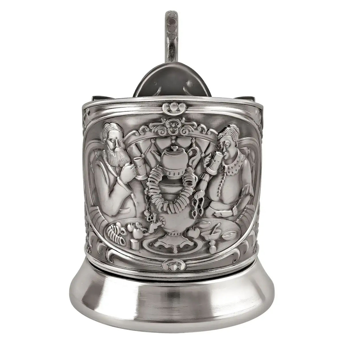 Стакан в подставканнике Кольчугинский Мельхиор Семья Русское чаепитие