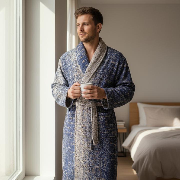 Халат унисекс Casa Lusso размер XL, голубой