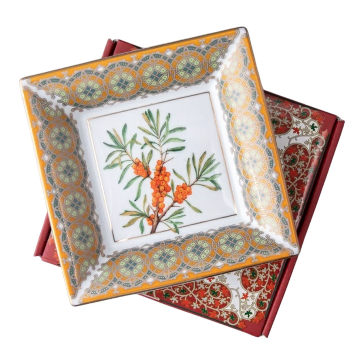 Подставка для мелочей квадратная ИФЗ Цветы и ягоды России. Облепиха сибирская