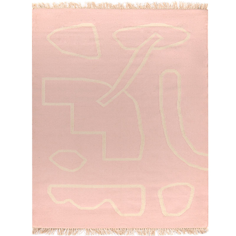 

Ковер ручной работы из шерсти и хлопка Poetry and steps цвета пыльной розы, Розовый