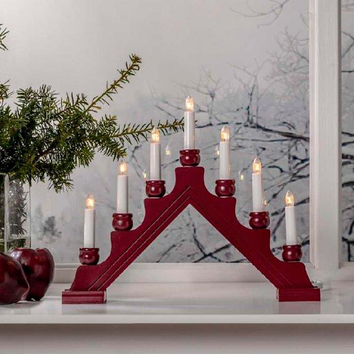Горка рождественская Lampirida Ингрид 7 свечей, цвет красный