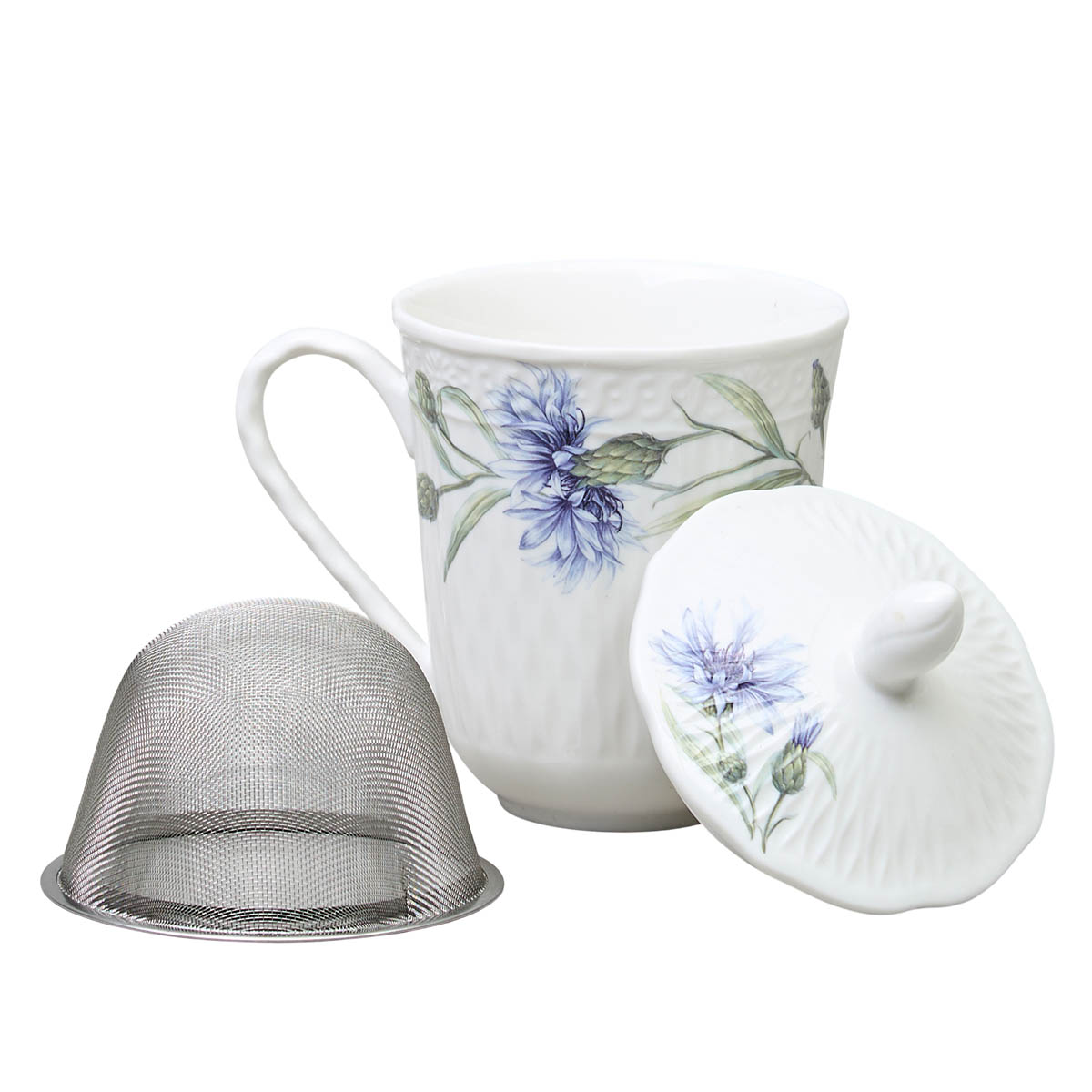 Кружка заварочная 350мл Lefard Васильки с крышкой и ситом