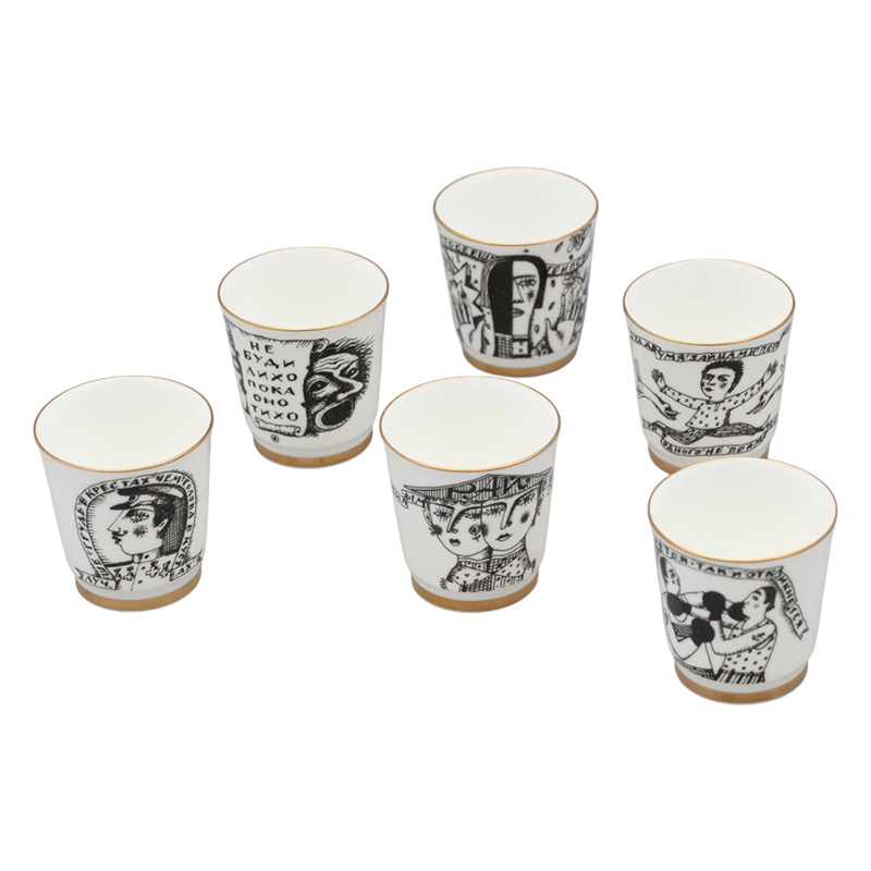 Набор стопок Императорский фарфоровый завод Пословицы русского народа 70мл, 6шт