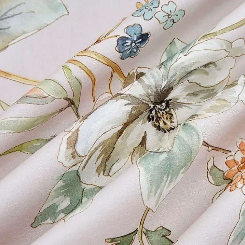 Комплект постельного белья евро Anabella Asabella, цветы на светло-бежевом