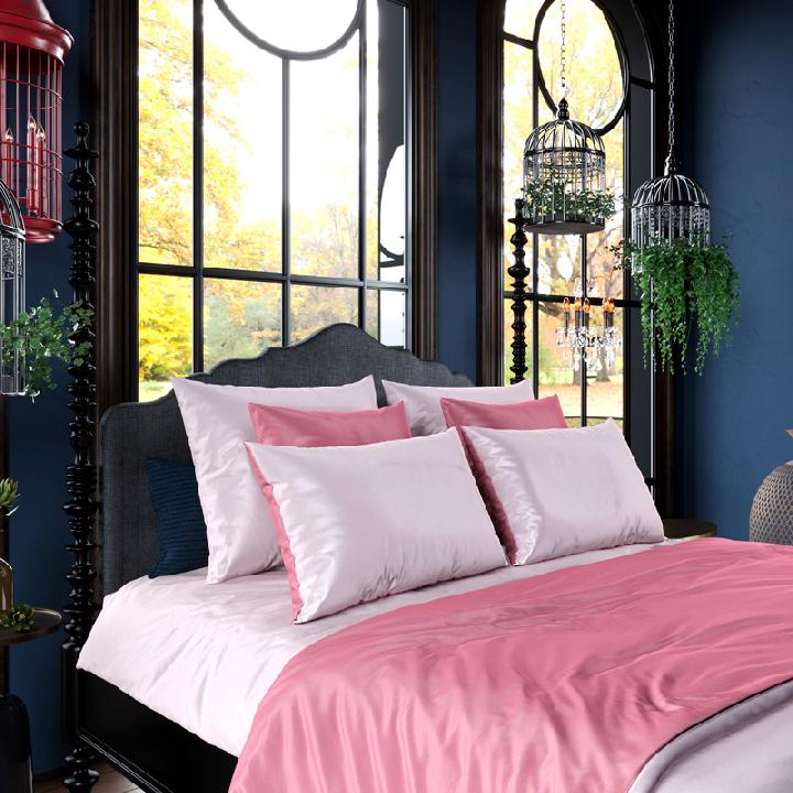 Комплект постельного белья 1,5-спальный без простыни Mollen Total Look двусторонний вишнево-пудровый