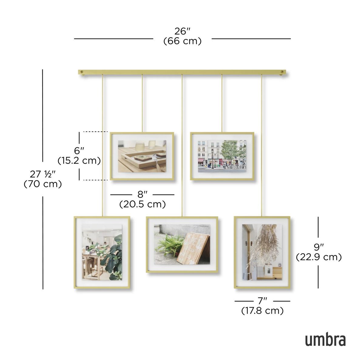 Панно для фотографий Umbra Exhibit, матовая латунь