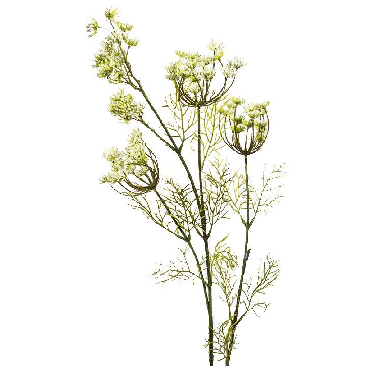 Цветок искусственный ветка Дикой моркови Silk-ka 120см, белый