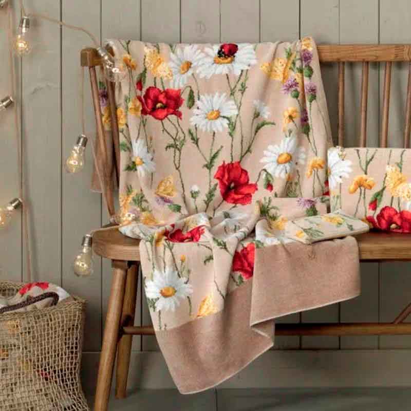 Плед Feiler Daisy Field Beige 150x250см, сафари