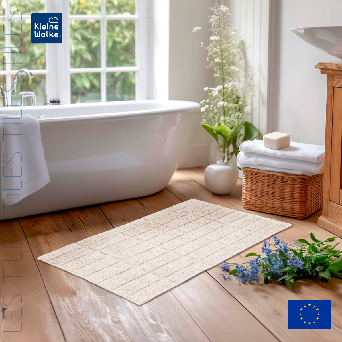 Коврик для ванной комнаты Kleine Wolke Tiles 60x100см, бежевый