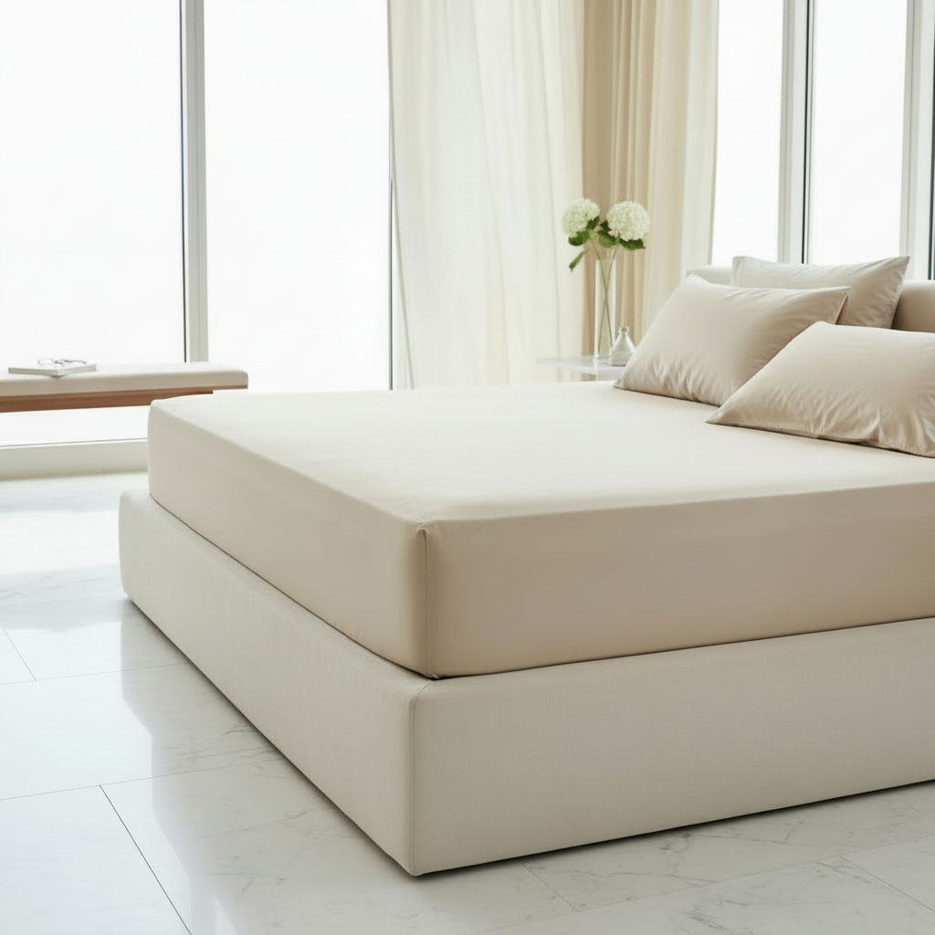 Простыня натяжная 1,5-спальная Pappel Comfort, цвет темно-бежевый