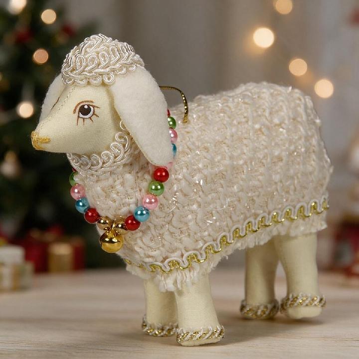 Елочная игрушка Кукольная мастерская на Ланском Овечка в соломенной шляпке