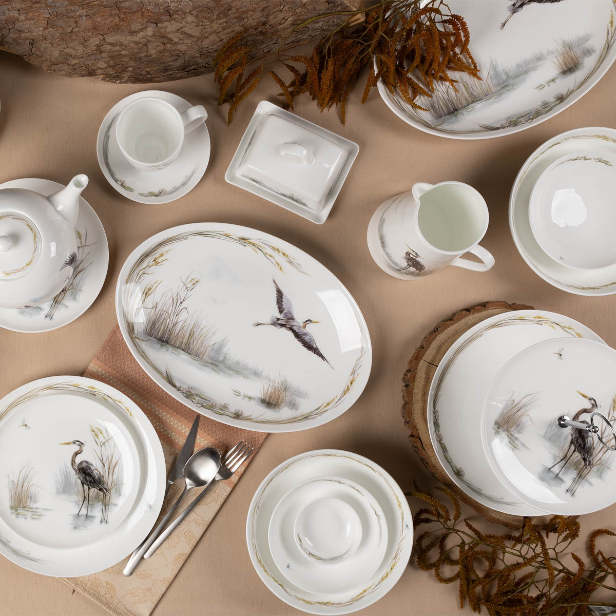 Набор чайных пар Zapel Ardea Cinerea 12 предметов на 6 персон