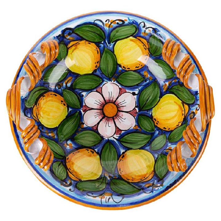 Блюдо Ceramiche Di Caltagirone Di Fatuzzo Salvatore Manico Nastro 30см