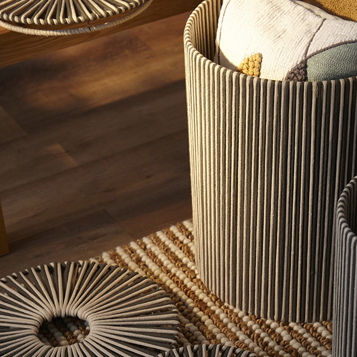 Корзина плетеная Tkano Ethnic Dholak Grey, размер M