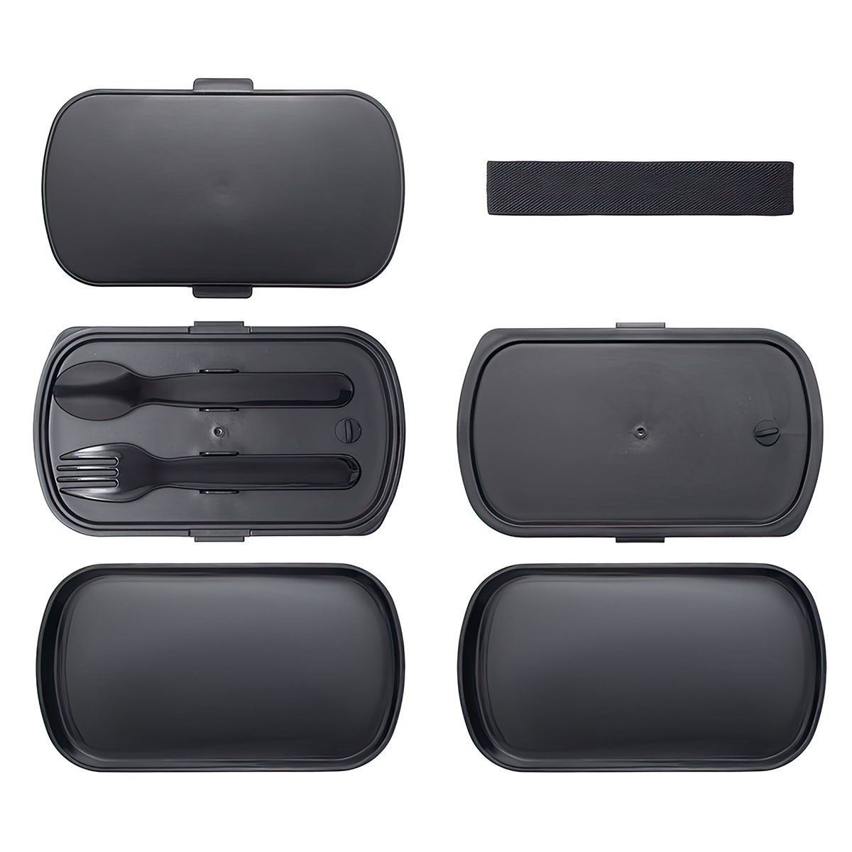 Ланч-бокс с приборами Smart Solutions Food Time, черный