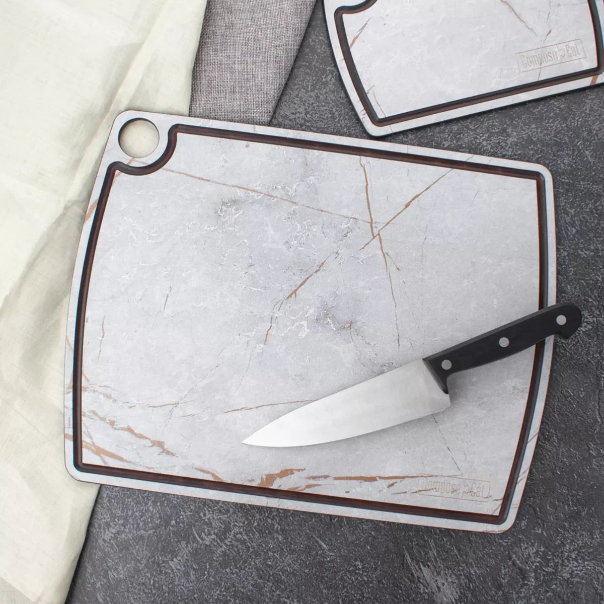 Доска разделочная c желобом ComposeEat Мраморный Грейс 36х28см