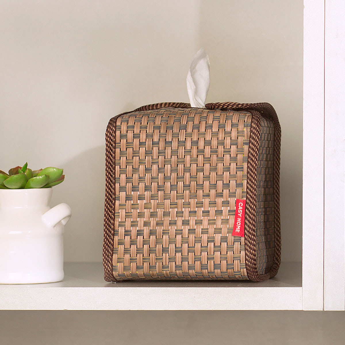 Салфетница Casy Home 14x11x14см, цвет коричневый