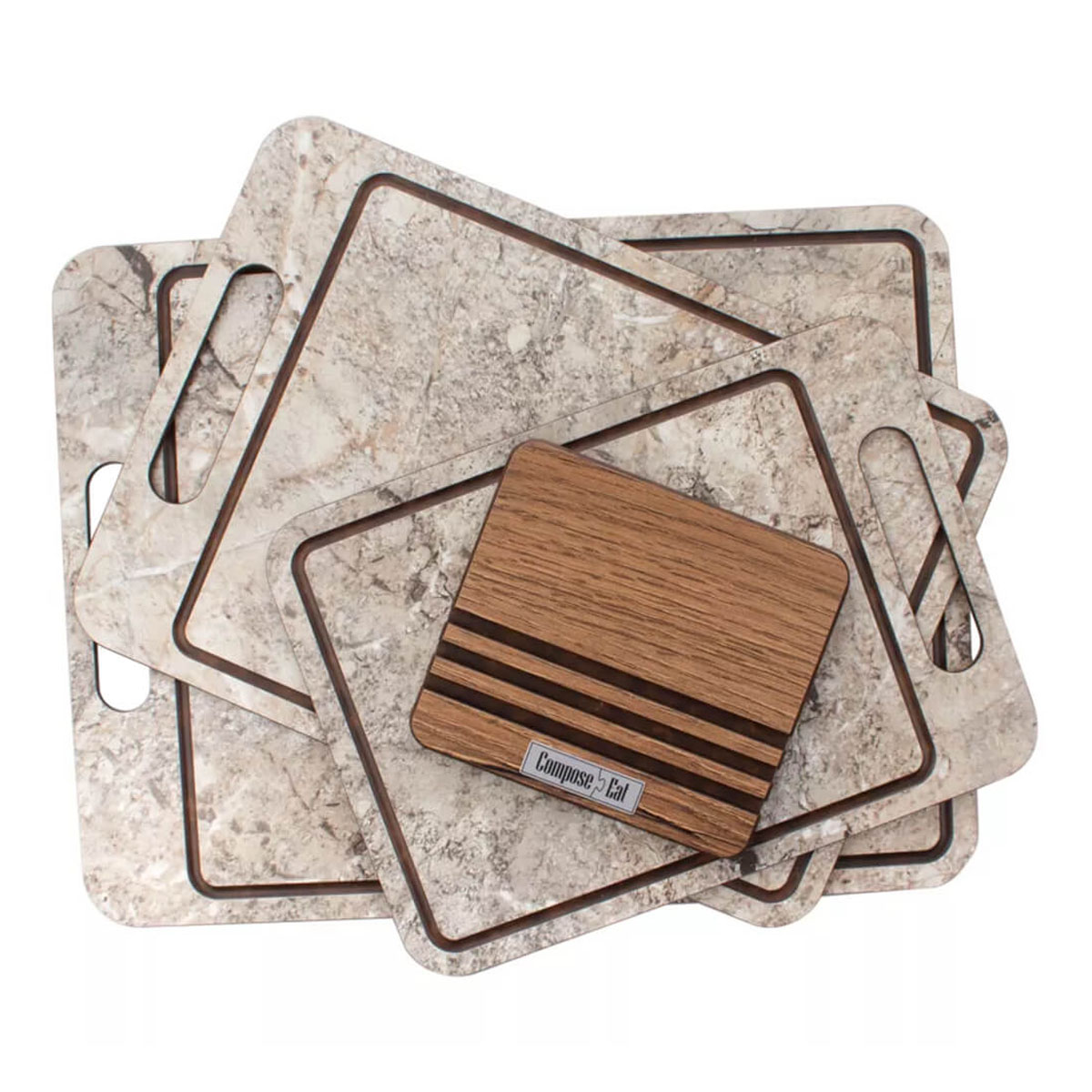 Набор разделочных досок на подставке ComposeEat Everyday мрамор серый, 3шт