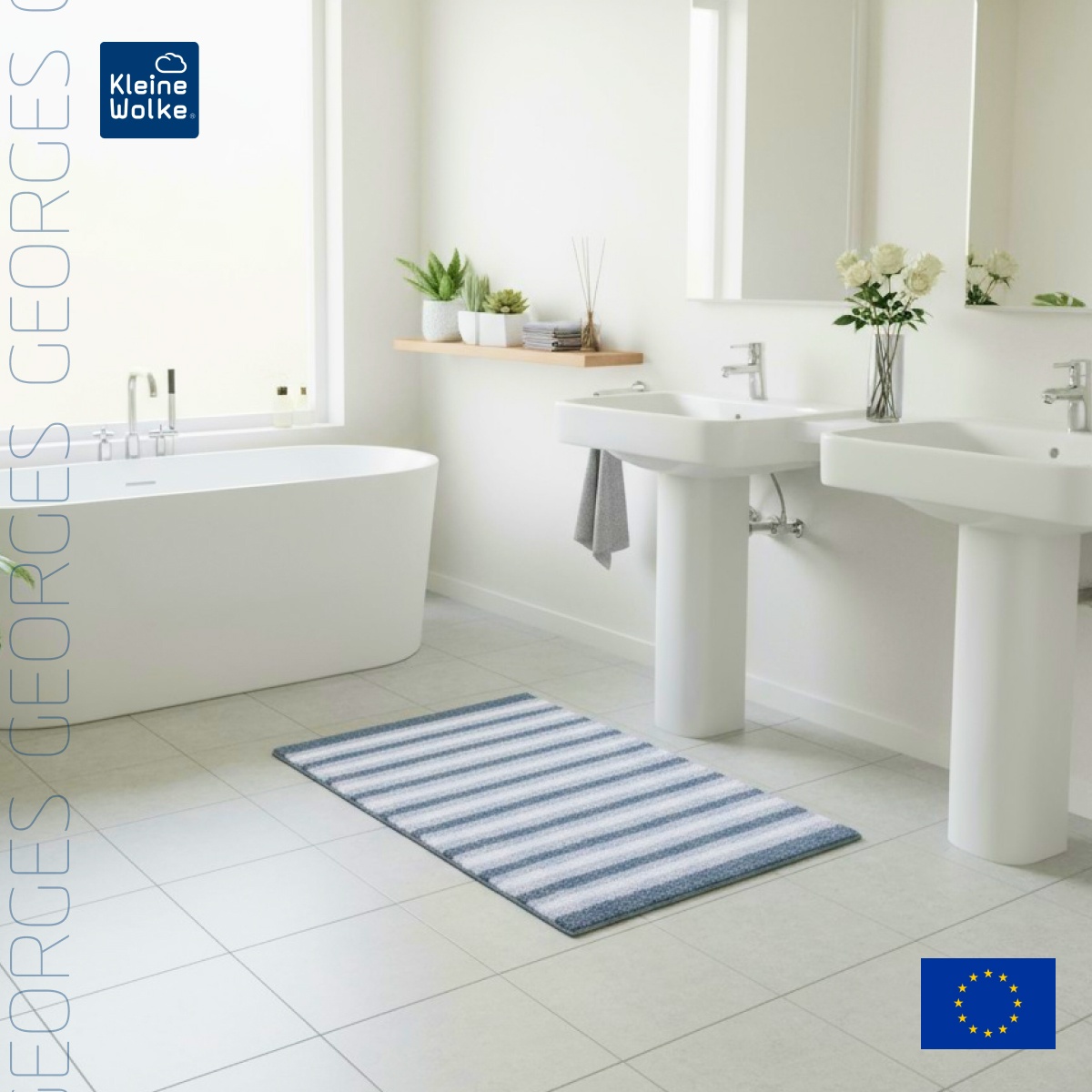 Коврик для ванной комнаты Kleine Wolke George 70x120см, голубой